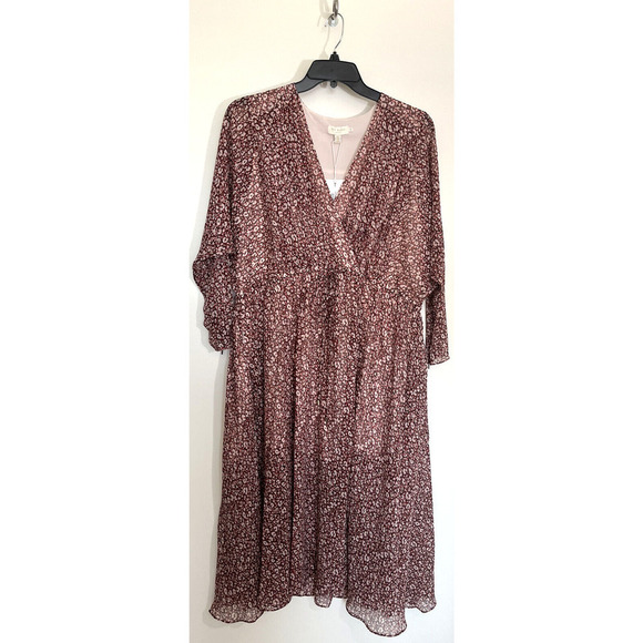 Ted Baker Vallyy Floral Midi Dress Size 2/6 Batwing Sleeve Dark Purple NEW - Picture 2 of 12